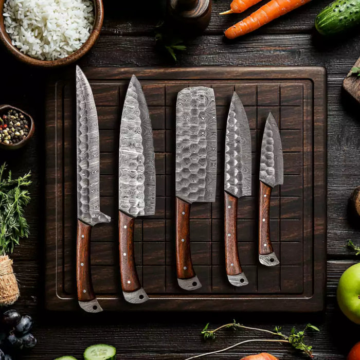Brown Handle Style 5 PCS Kitchen knife Set