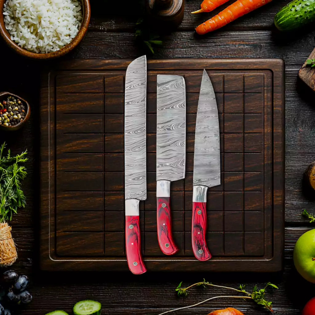 Damascus Steel Kitchen Knives Set