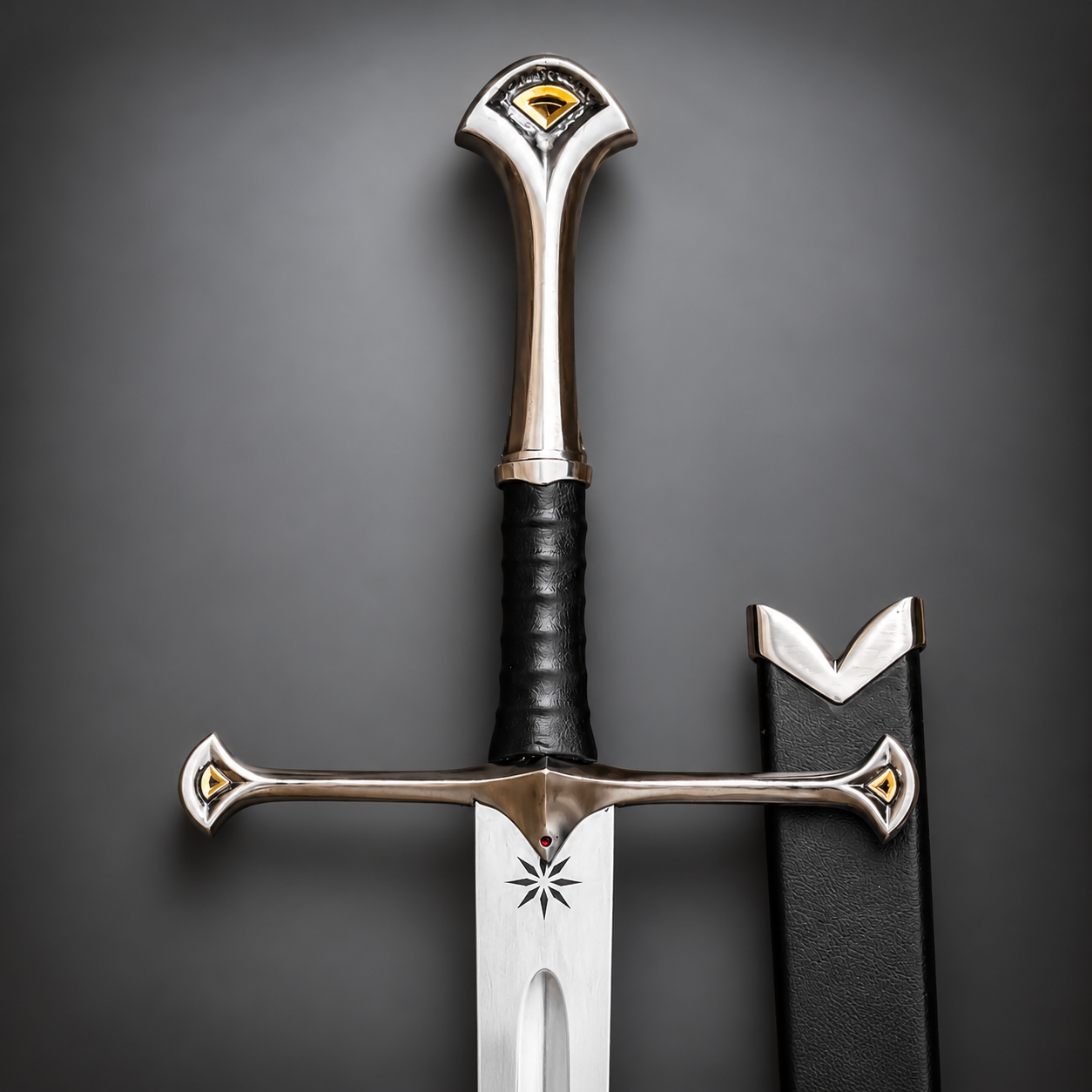 Lord of the Rings Anduril Narsil Sword Replica with Scabbard and Wall Mount