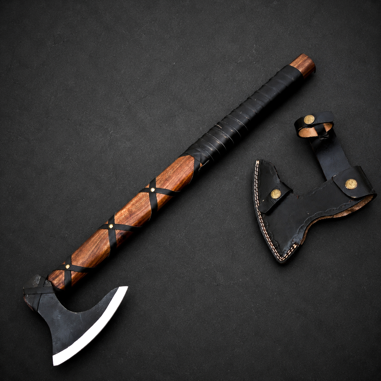 Viking Ragnar Lothbrok Bearded Axe with Leather Sheath