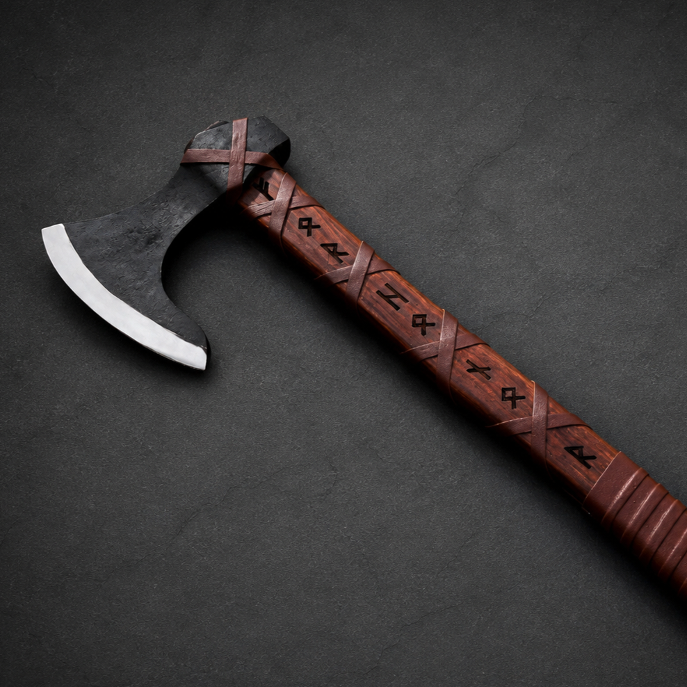 Viking Ragnar Lothbrok Bearded Axe with Leather Sheath