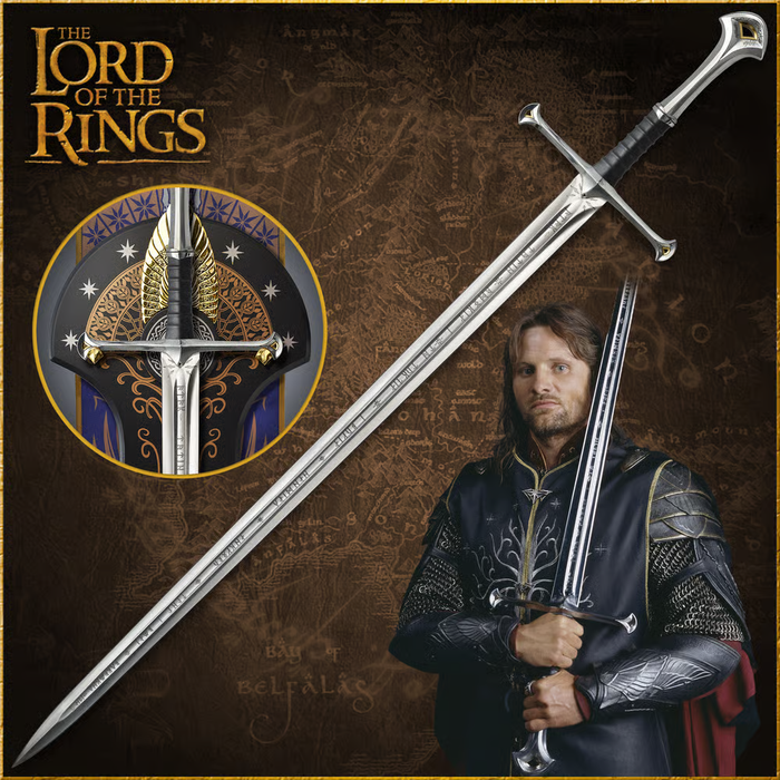 Lord of the Rings Anduril Narsil Sword Replica with Scabbard and Wall Mount