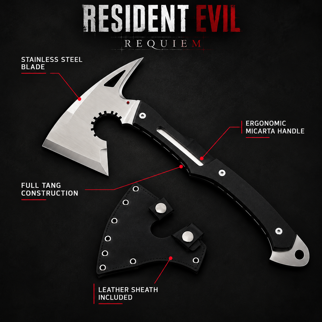 Resident Evil Tactical Tomahawk Axe with Leather Sheath